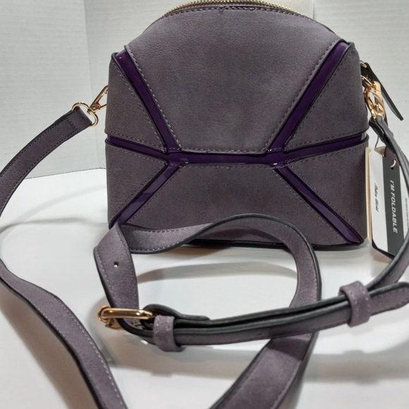 Mellow World Purple Foldable Vegan Leather Crossbody Handbag - Picture 6 of 9